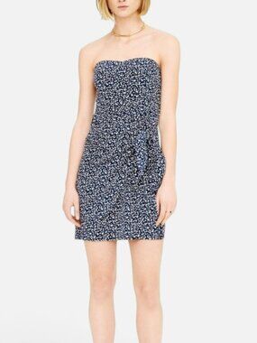 Club Monaco Harper Silk Dress Navy Polka Dot Strapless Dress Size 12